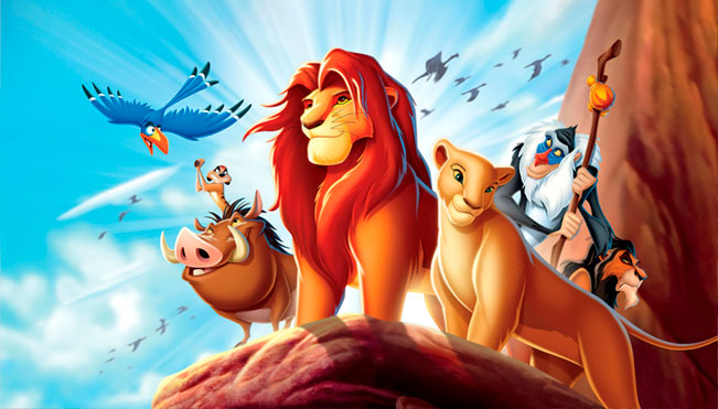 Papel pintado vinilos rey león pumba timón rafiki montaña
